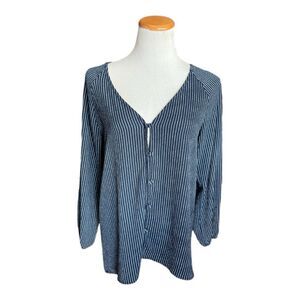 Womens The Impeccable Pig Pinstriped Button Down Top - Sz M